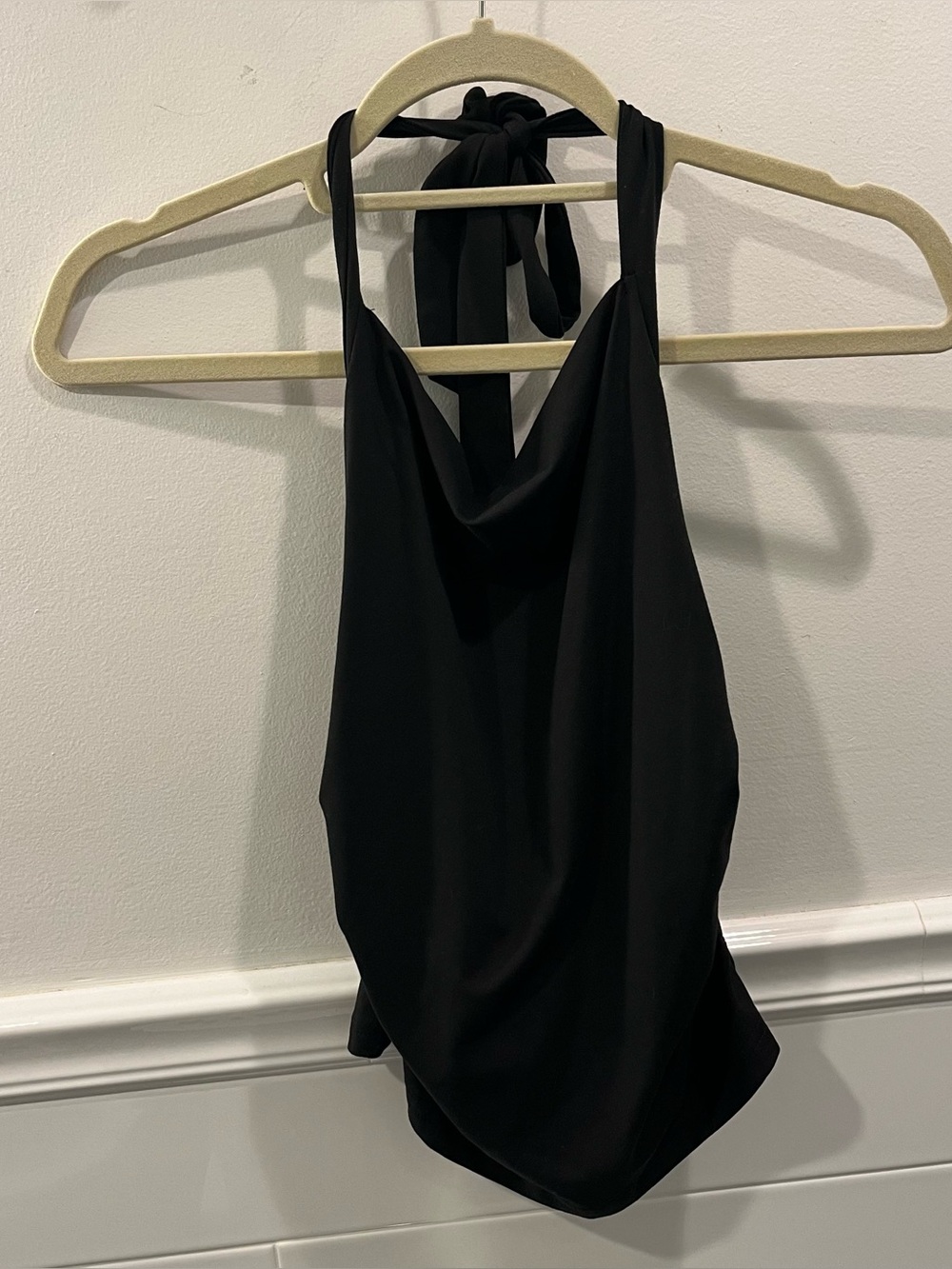 Black Tie-up Halter Neck Tank Top